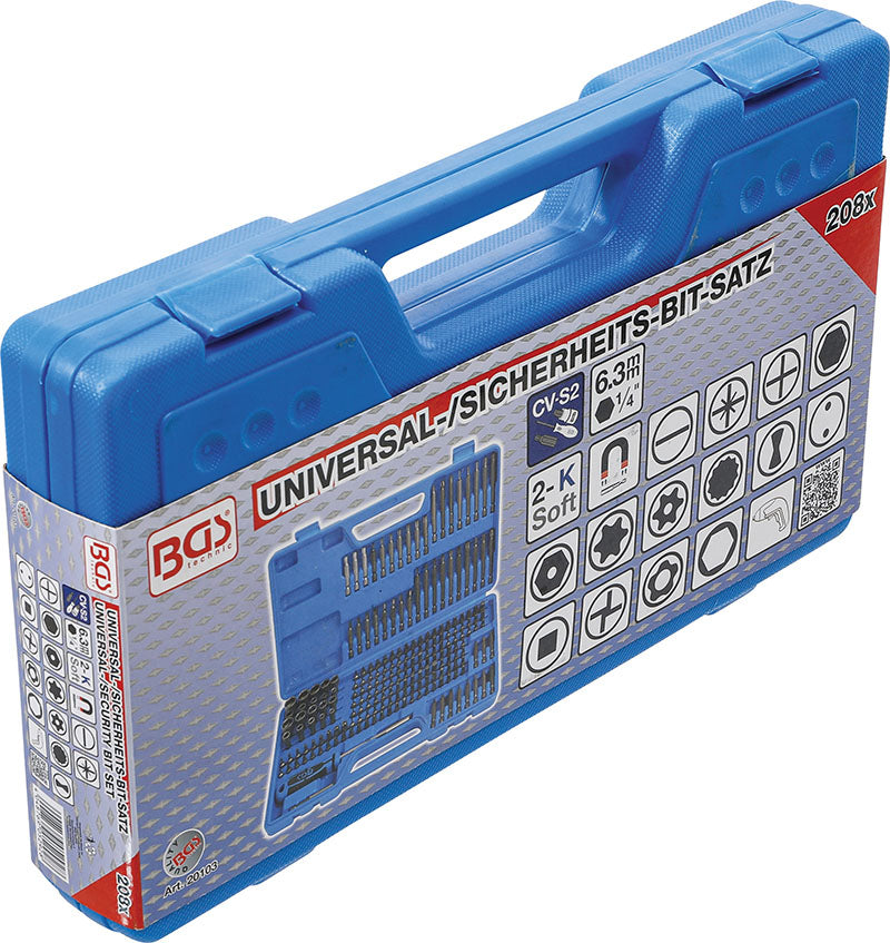 SET 208 PEZZI, INSERTI PER VITI DI SICUREZZA BGS20103