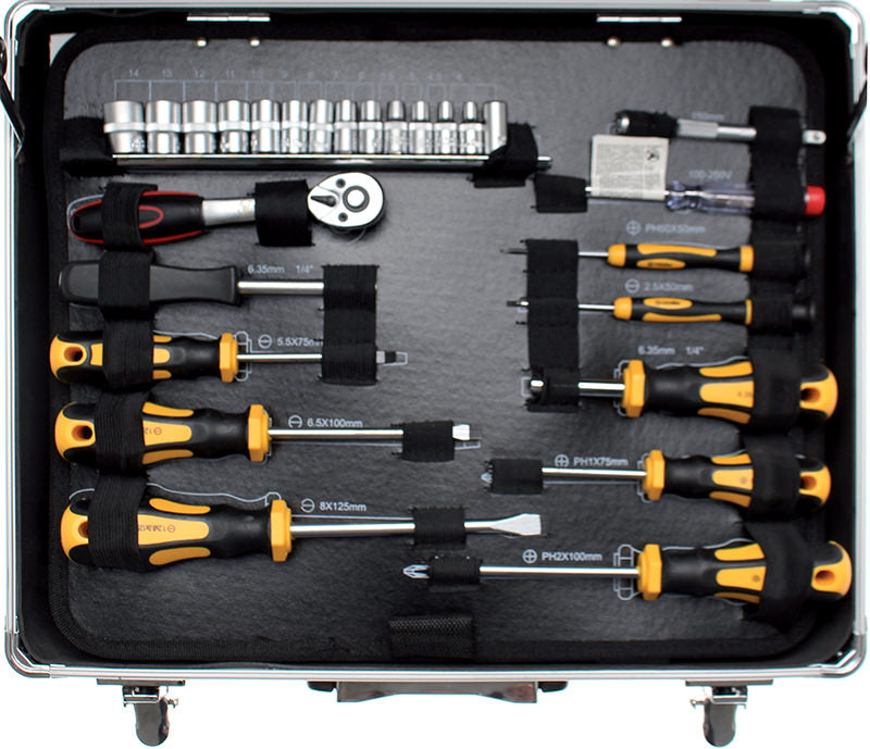 CASSETTA IN ALLUMINIO CON 129 UTENSILI BGS2204