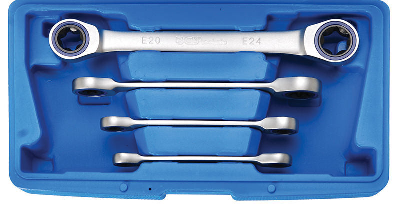 SET 4 PEZZI, CHIAVI A CRICCHETTO A DOPPIA ESTREMITÀ TIPO TORX BGS2244