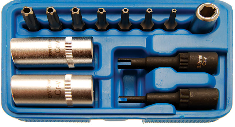 SET PER RIMOZIONE VALVOLE IMPIANTI ARIA CONDIZIONATA CON INSERTI 5 PUNTE CON FORO BGS2275