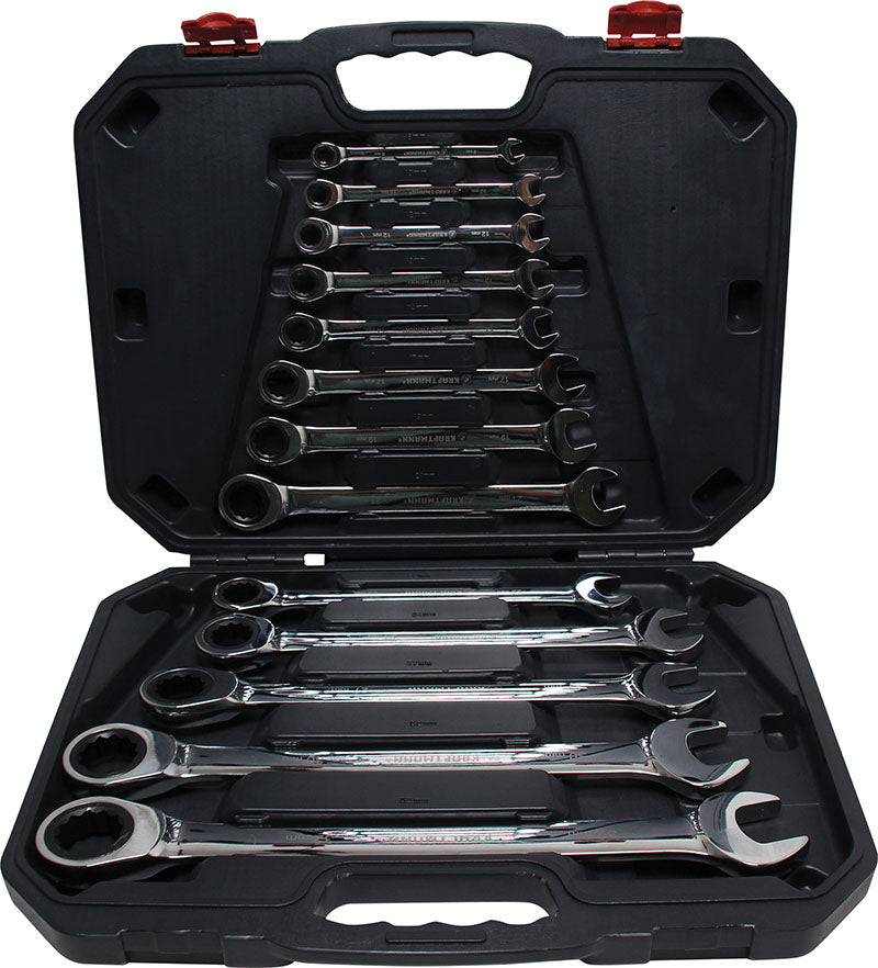 SET 13 PEZZI, CHIAVI COMBINATE A CRICCHETTO, 8-32 MM BGS30006