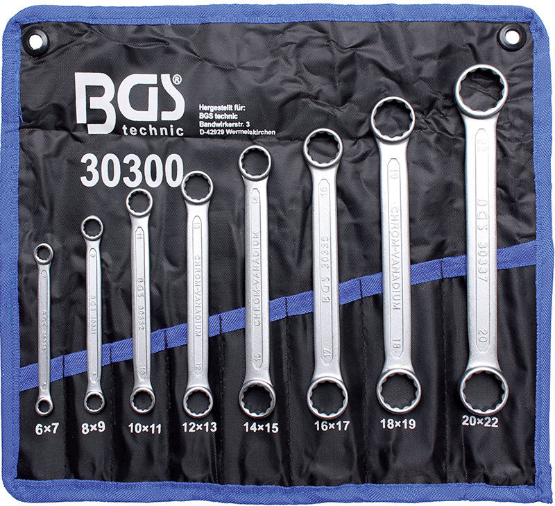 SET 8 PEZZI, CHIAVI A DOPPIE, DRITTE, 6-22 MM BGS30300