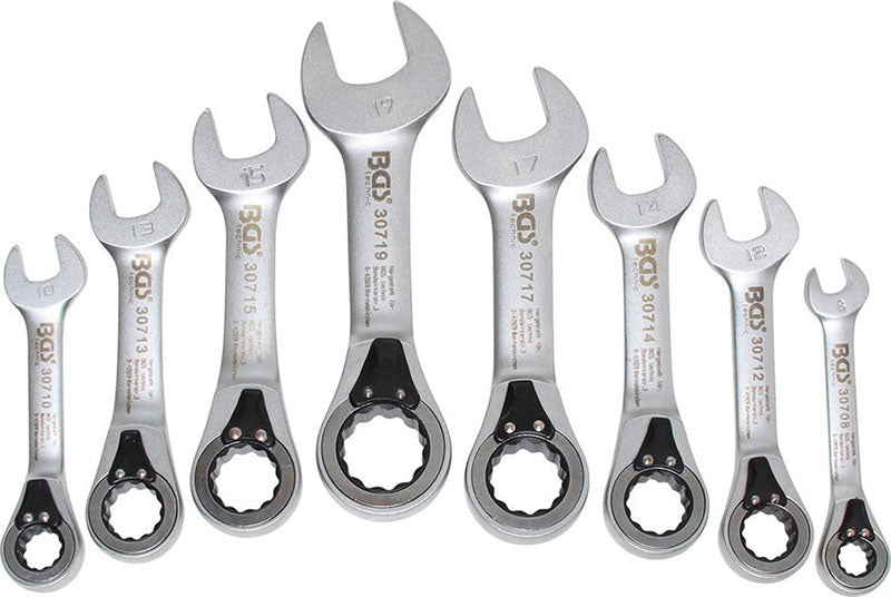 SET 8 CHIAVI COMBINATE CRICCHETTO POLIGONALE REVERSIBILE BGS30720 8/19mm
