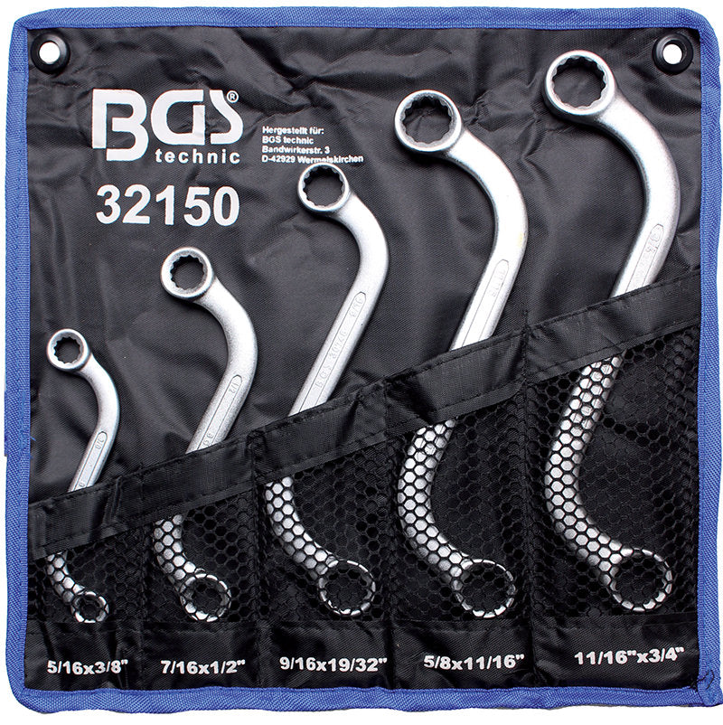 SET 5 PEZZI, CHIAVI DOPPIO ANELLO TIPO “S”, FORMATI IN POLLICI, 3/8” - 3/4” BGS32150