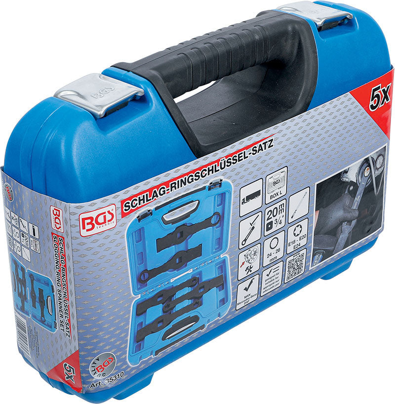 SET 5 PEZZI, CHIAVI A PERCUSSIONE POLIGONALI E TORX BGS35310