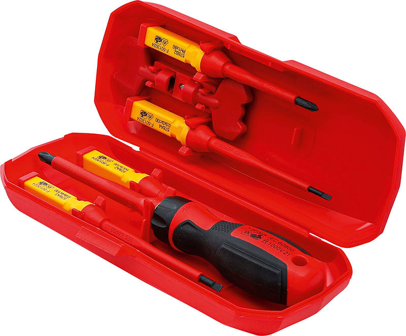 SET 8 PEZZI, CACCIAVITI ISOLATI VDE, CON LAME INTERCAMBIABILI BGS35813