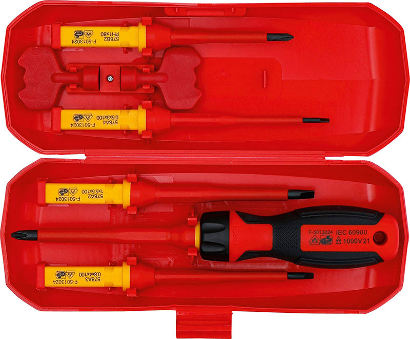 SET 8 PEZZI, CACCIAVITI ISOLATI VDE, CON LAME INTERCAMBIABILI BGS35813