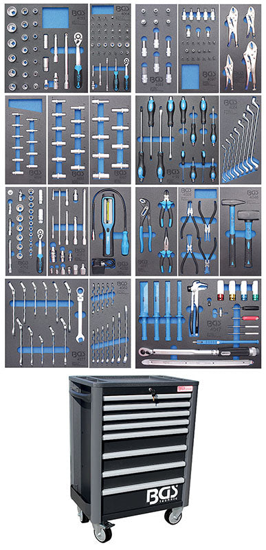 CARRELLO PORTAUTENSILI 8 CASSETTI, CON 259 UTENSILI BGS4114