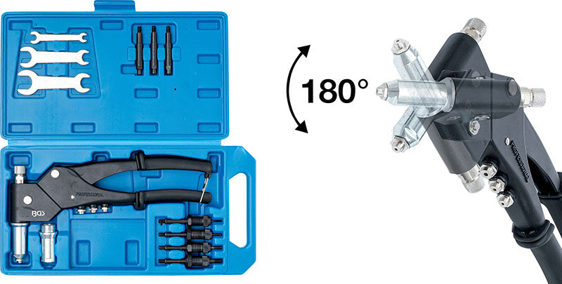 SET RIVETTATRICE CON TESTA GIREVOLE 360° BGS438