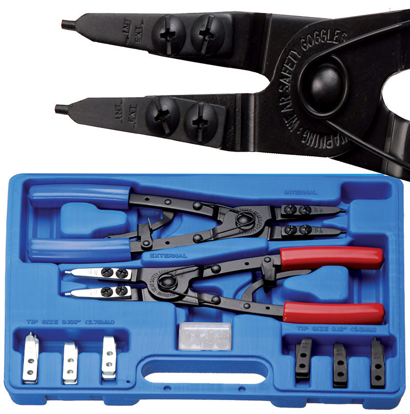 SET 10 PEZZI, PINZE PER ANELLI ELASTICI SEEGER BGS453