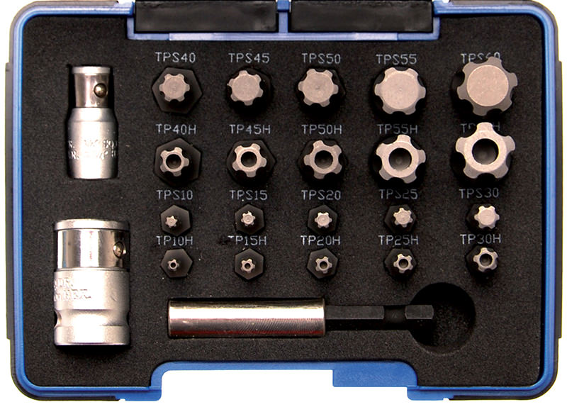 SET 23 PEZZI INSERTI TORX PLUS E 5 PUNTE CON FORO BGS4993