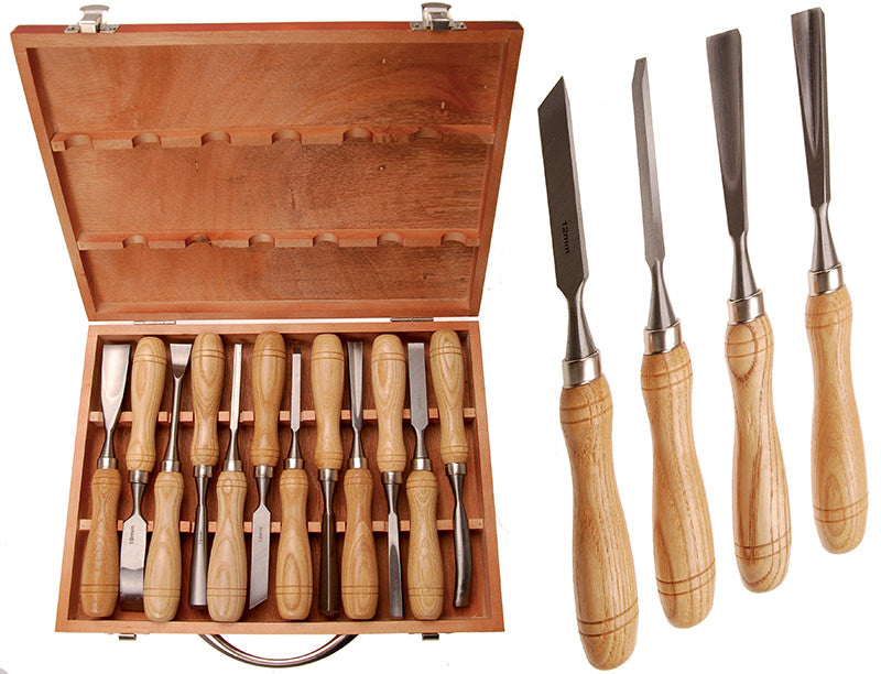 SET 12 SCALPELLI CON MANICO IN LEGNO BGS52712