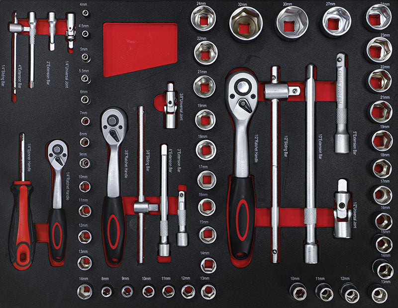 CARRELLO PORTA UTENSILI 6 CASSETTI, CON ARMADIETTO LATERALE, CON 158 UTENSILI BGS6055