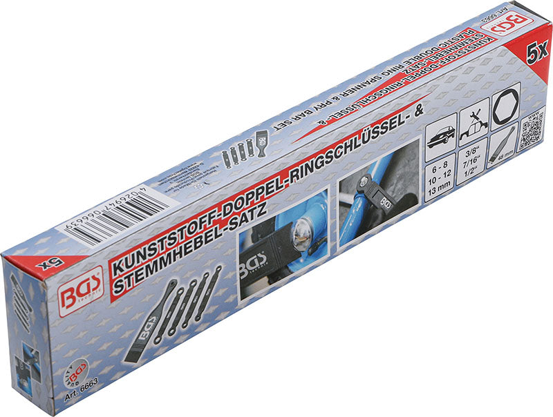 SET 5 PEZZI, CHIAVI DOPPIO ANELLO E LEVA IN PLASTICA BGS6663