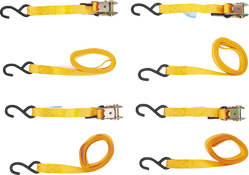 SET 8 PEZZI, CINGHIE PER CARICO CON CRICCHETTO, LUNGHEZZA 5 M, LARGHEZZA 25 MM BGS6831