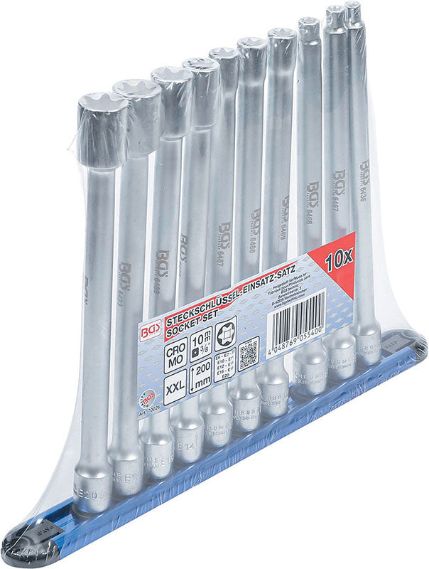 SERIE 10 PEZZI, BUSSOLE TORX FEMMINA XXL, E6 - E20, ATT. 3/8” BGS70026