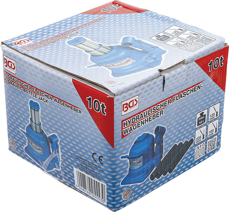 SOLLEVATORE IDRAULICO A BOTTIGLIA, EXTRA PIATTO, 10 TON BGS70041