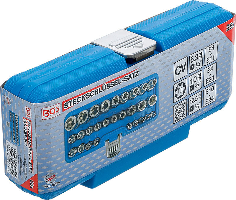 SET 28 PZ,BUSSOLE TORX FEMM.ATT. 1/4-3/8-1/2 BGS70099