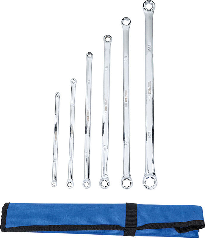 SET 6 PEZZI, CHIAVI A DOPPIO ANELLO TIPO TORX, EXTRA LUNGHE, E6 X E7 - E22 X E24 BGS70331