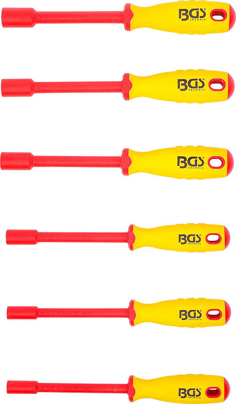SET 6 PEZZI, DI CHIAVI A BUSSOLA ESAGONALI, ISOLATE VDE, 5,5 - 12 MM BGS71095