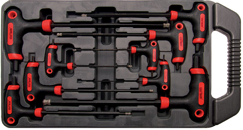 SET 9 PEZZI CHIAVI ESAGONALI CON IMPUGNATURA, 2X100 MM 10X200 MM BGS7882