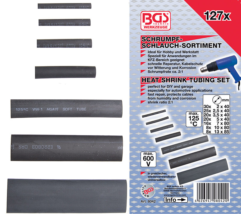 ASSORTIMENTO 127 PEZZI, GUAINE TERMORESTRINGENTI BGS8042