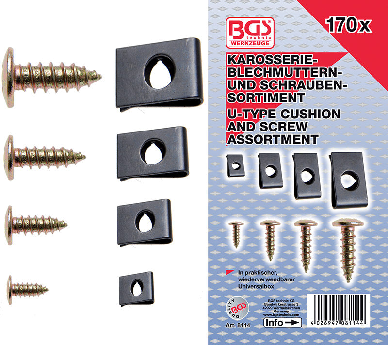 ASSORTIMENTO 170 PEZZI, VITI E PIASTRINE A U BGS8114