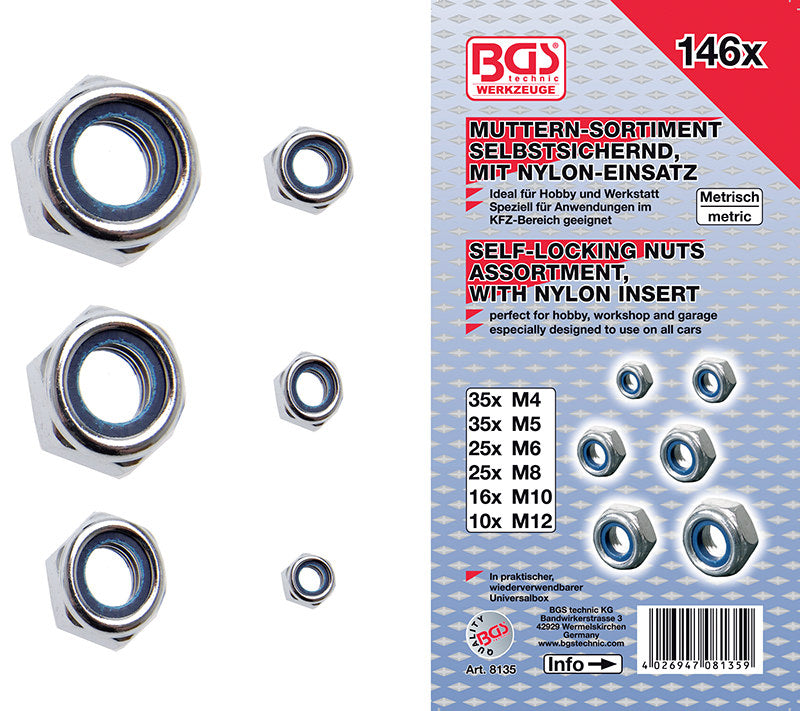 ASSORTIMENTO 146 PEZZI, DADI AUTOBLOCCANTI BGS8135