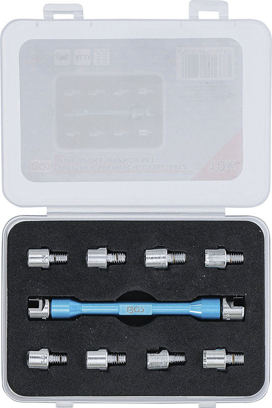 ASSORTIMENTO 10 PEZZI, CHIAVE PER NIPPLI RAGGI RUOTE, CON TESTE INTERCAMBIABILI BGS8361