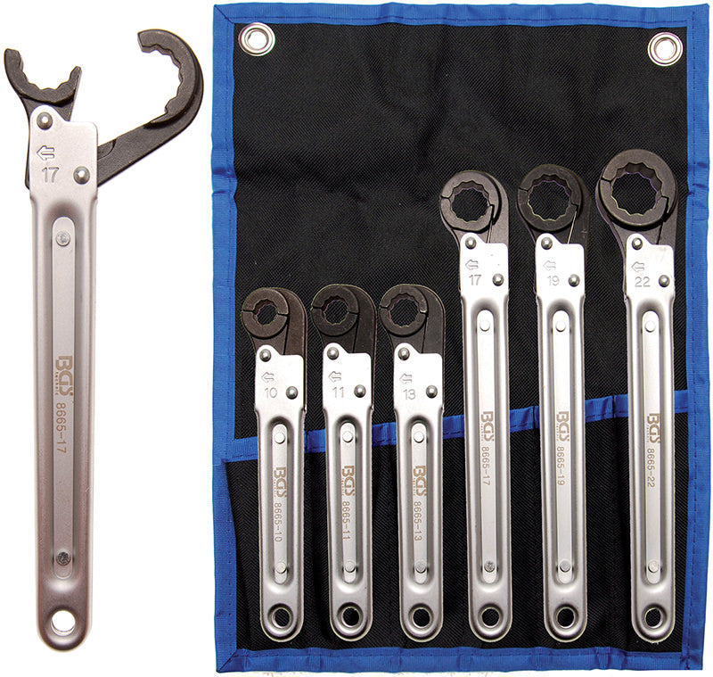 SET 6 PEZZI, CHIAVI A CRICCHETTO PER RACCORDI TUBI BGS8665