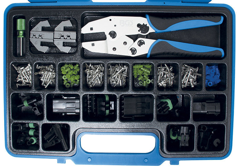 SET 220 PEZZI, PINZA A CRIMPARE CON CONNETTORI STAGNI DELPHI ® BGS9097