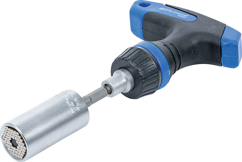 SET 3 PEZZI, BUSSOLA UNIVERSALE, ADATTATORE E CHIAVE A CRICCHETTO REVERSIBILE BGS92540