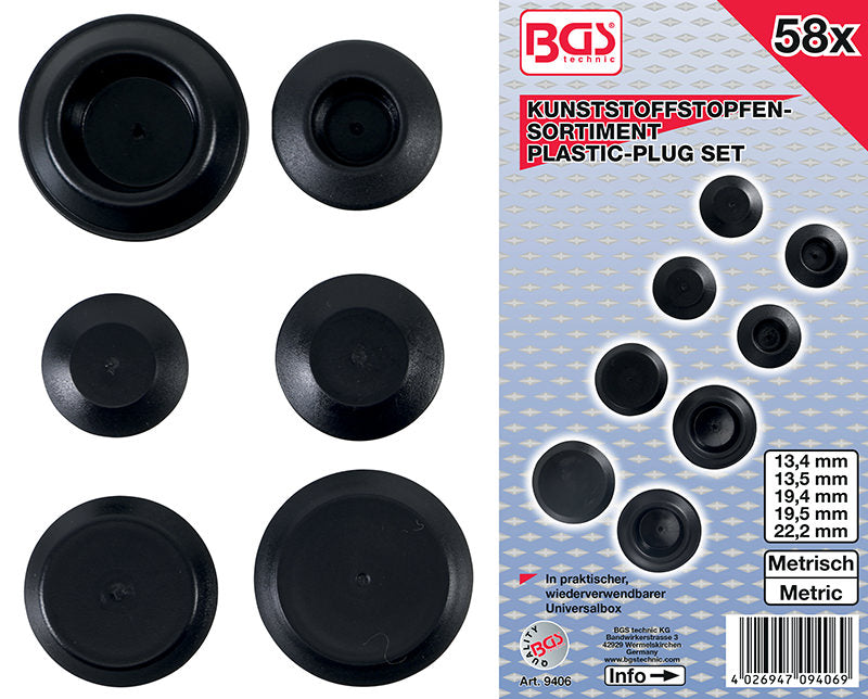 ASSORTIMENTO 58 PEZZI, TAPPI IN PLASTICA BGS9406