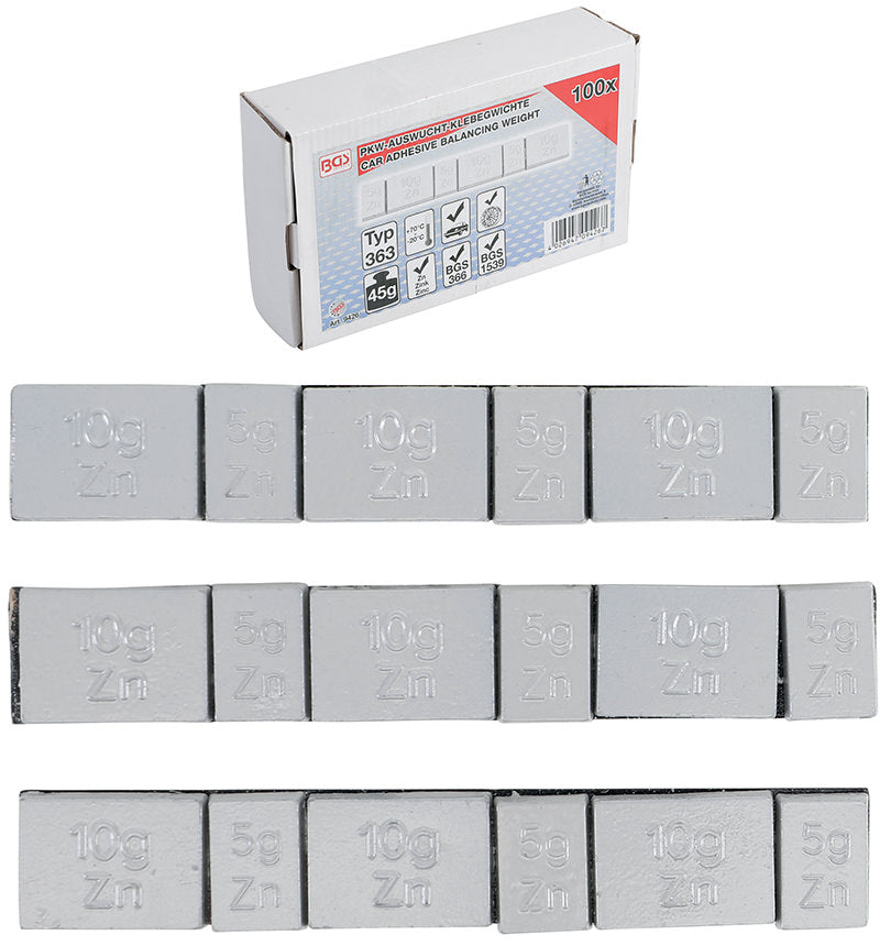 ASSORTIMENTO 100 PEZZI, PESI PER EQUILIBRATURA RUOTE BGS9426