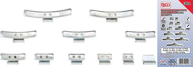 ASSORTIMENTO 36 PEZZI, PESI PER EQUILIBRATURA RUOTE BGS9449