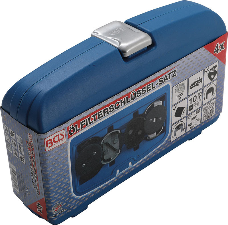 SET 4 PEZZI, CHAVI FILTRI OLIO UNIVERSALI Ø 60 - 80 MM & Ø 8 BGS9792