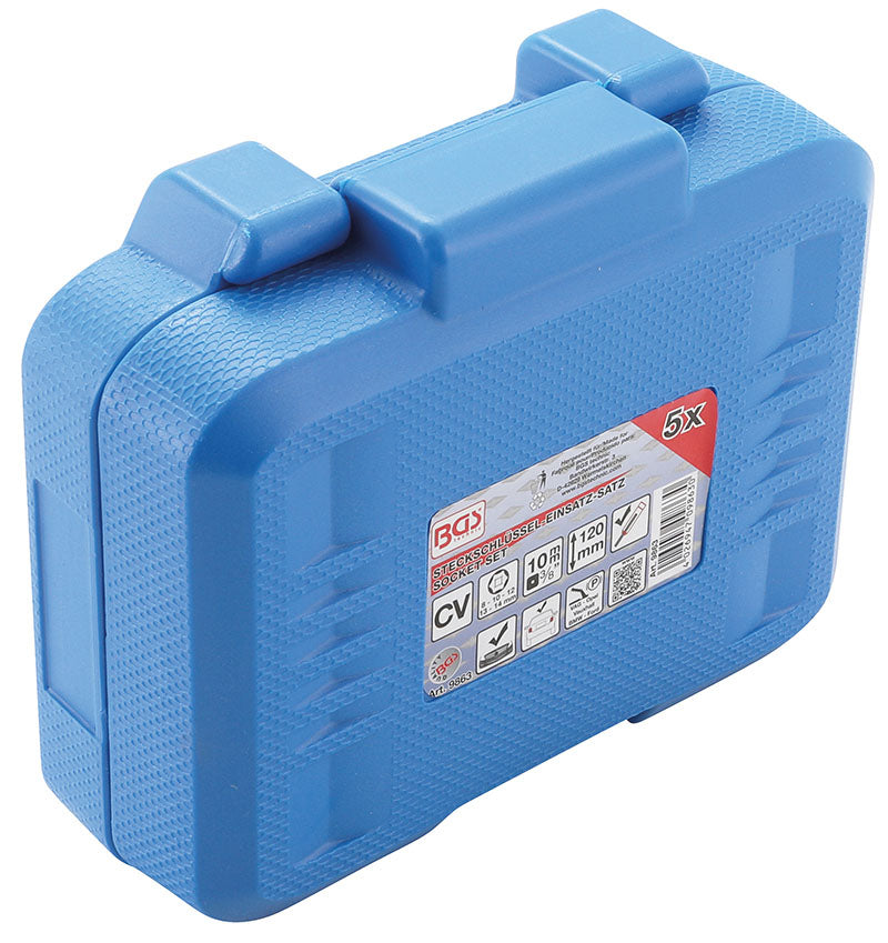 SET 5 PEZZI, BUSSOLE ESAGONALI 8-14 MM, ATT. 3/8”, EXTRA LUNGHE BGS9863