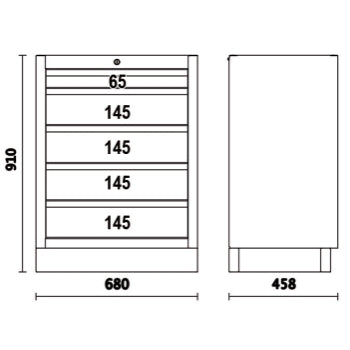 Modulo fisso con 5 cassetti per arredo officina Beta C45M5