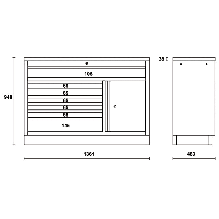Modulo fisso 7 cassetti Beta C45PRO M7A/W piano legno