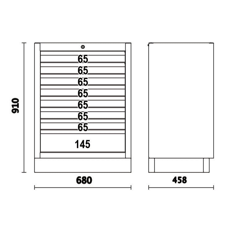 Modulo fisso con 8 cassetti per arredo officina Beta C45PRO M8