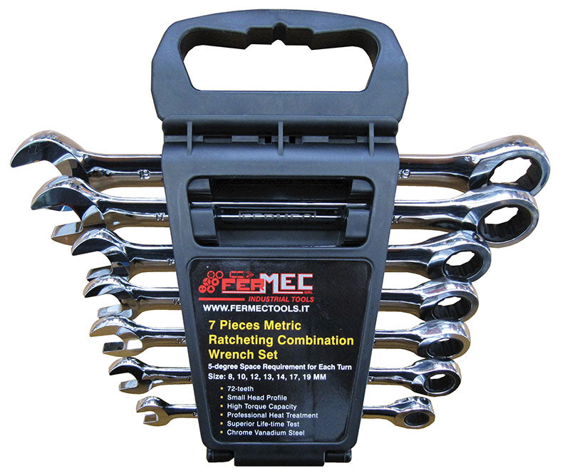 CHIAVI COMBINATE A CRICCHETTO 7PZ. 8/19mm Fermec CW-87419
