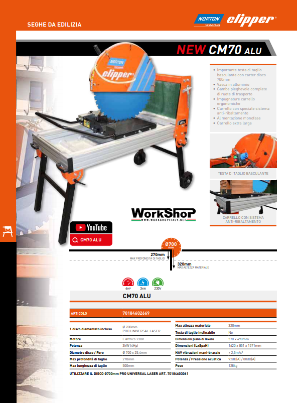 Sega per edilizia Norton Clipper NEW CM70 ALU