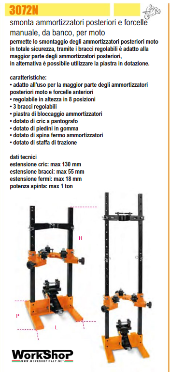Smonta ammortizzatori posteriori e forcelle manuale da banco per moto Beta 3072N