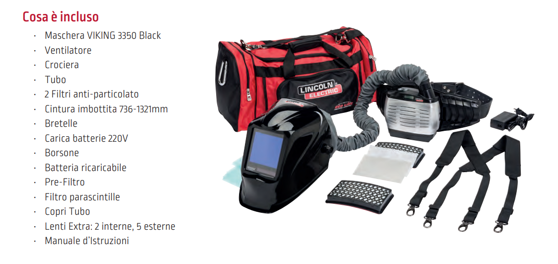 Maschera saldatore lcd con kit purificatore aria Lincoln VIKING™ PAPR