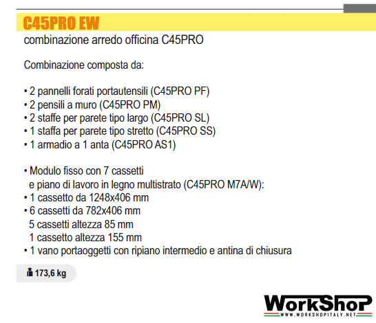 Arredo Officina Beta Utensili C45PRO EW piano legno