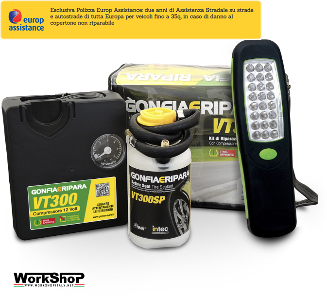 GONFIAERIPARA autovetture c/polizza + Lampada LED Intec