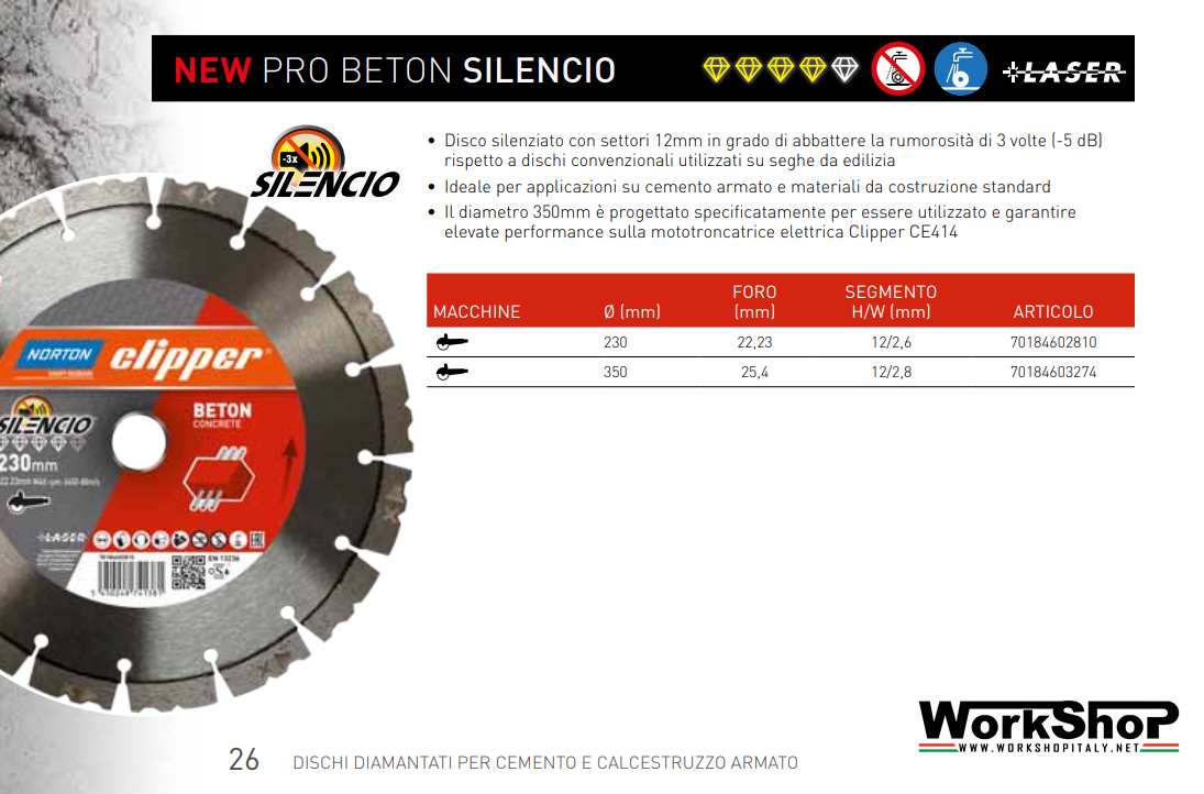Disco Diamantato Clipper Norton PRO BETON SILENCIO