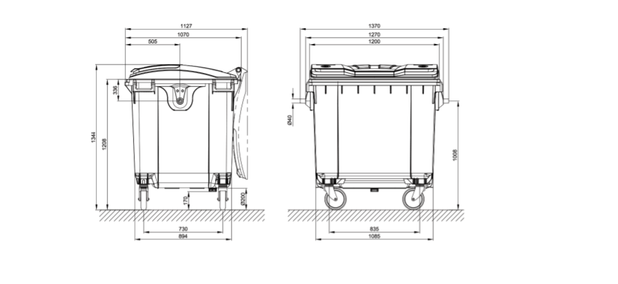 BIDONE 4 RUOTE PORTA RIFIUTI lt.1100 MOBIL PLASTIC VERDE