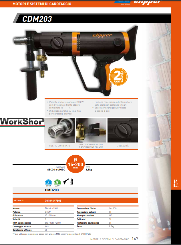 Carotatore secco umido Norton Clipper CDM203