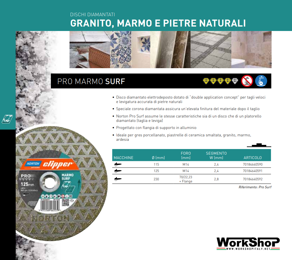 Disco Diamantato Clipper Norton PRO MARMO SURF